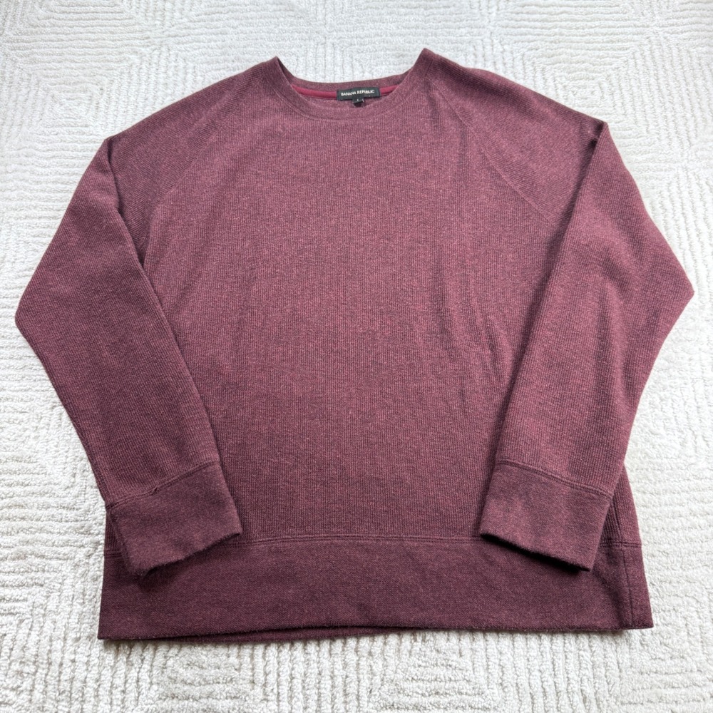 Banana Republic Pullover Mens L Burgundy Sweater Quiet Luxury Old Money Preppy